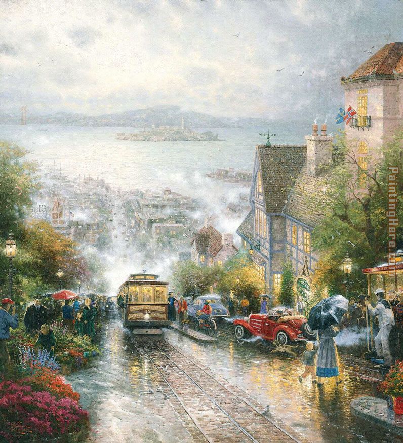 HYDE STREET AND THE BAY SAN FRANCISCO painting - Thomas Kinkade HYDE STREET AND THE BAY SAN FRANCISCO art painting